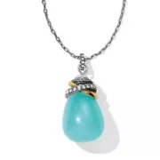 Brighton NEPTUNE'S RINGS AQUA QUARTZ STONE Silver Gold Long Necklace New!