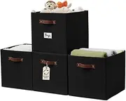 DECOMOMO Storage Baskets 13x15x13 Storage Cube Bins with Label Holders, Kallax Storage Cubes for Organizing Shelves Nursery Toy (Kallax / 4pcs, Black)