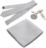 [Ipetboom] Men's Tuxedo Cufflinks Set Coordinated Tie Studs Pocket Square Stylish Neckwear Accessory Kit