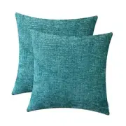 Pack of 2 Cozy Throw Pillow Covers Cases for Couch 18" x 18" (Pack of 2) Teal