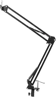 Desktop Webcam Clamp by Action Camera Stand 1/4 Screw Mount Black Clamp Flexible Arm for Easy Setup for Meetings and Streaming