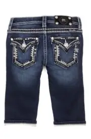 Girls NWT MISS ME Denim Jean Capris Style Tribe Border JK6389P2 Size 8 Free Ship