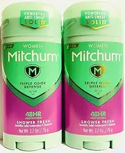 Mitchum Antiperspirant & Deodorant For Women - Invisible Solid - Shower Fresh - Net Wt. 2.7 OZ (76 g) Per Stick - Pack of 2 Sticks
