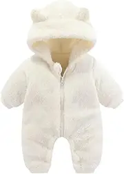 [Generic] Girls Ballet Leotard Baby Girls Boys Winter Clothes Snowsuit Teddy Bear Onesie Outfit Newborn Fleece Jumpsuit Romper Coat Hooded Suit Baby Girl Bodysuit Lace (White, 0-3 Months)