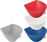 Akebono Sangyo MZ-3530 Colander Set of 3 Bowls, Set of 1 Colander, Large, Made in Japan, Scoops and Moves Food Without Spilling Out Even When Exposed to Running Water, Scale Included, Hanging Hook,