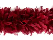 2 Yards - Burgundy Heavy Weight Chandelle Turkey Feather Boa Supply | 80 Gram