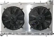 2 Rows SPAWON Forester XT Radiator With Fan Shroud Compatible For Subaru 2.5L H4 Aluminum 2004-2005 TURBO 2812 Automatic Manual 45119SA000