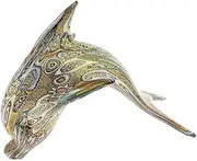 [Glass Of Venice] Murano Glass Golden Quilt Millefiori Dolphin