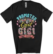 [Generic] Promoted to Great Gigi Est 2025, Amazing Mother's Day Pregnancy Flowers, Family Group Unisex T-Shirt