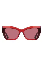 FERRAGAMO 54mm Butterfly Sunglasses in Transparent Red/Dark Red at Nordstrom One Size