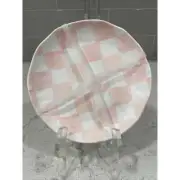 Set 4 CHECKERED PINK 6.5” Appetizer Salad Dessert Snack Plate Plates Melamine