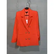 Generation Love Women's Leighton Crepe Blazer SMALL Papaya Gold Buttons Career