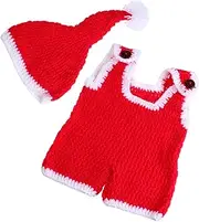 LIFKOME 1 Set Photography Christmas Set Newborn Corchet Hat Christmas Outfits Christmas Photo Prop Newborn Outfits Photoshoot Photo Costume Photoshoot Props Yarn Red