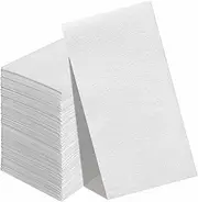 KMAKII Linen Like Guest Towels Disposable Cloth Like Paper Hand Napkins Soft, Absorbent, Paper Hand Towels for Kitchen, Bathroom, Parties, Weddings, Dinners or Events (White,100 Pack)