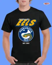 2025 NRL PARRAMATTA EELS RETRO CUSTOM DESIGN GRAPHIC PRINT TEE - SIZES S-3XL