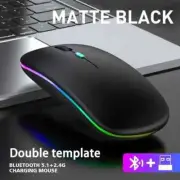 Wireless Mouse Bluetooth and 2.4GHz Dual Modes Rechargeable RGB Ergonomic Silent