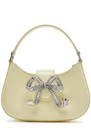 Self-portrait Crescent Bow Embellished Leather top Handle bag - Yellow ONE SIZE
