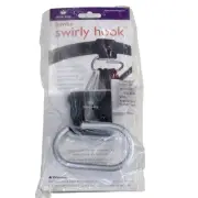 Think King Jumbo Swirly Hook for Strollers/Walkers, Brushed Aluminum/Black NWT