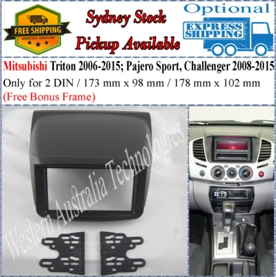 Fascia facia Fits Mitsubishi Triton 2006+ Challenger 2008+ Two 2 DIN Dash Kit* (for: Mitsubishi)