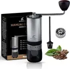 Manual Coffee Grinder with 7 star stainless steel burr, Adjustable Silver