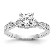 0.40ct. CZ Solid Real 14k White Gold Peg Set Criss-Cross Engagement Ring