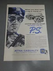 Aetna Casualty Insurance Company Vintage Print Ad 1955 10x13