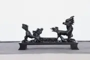 Resin Samurai Sword Katana Holder Stand Bracket Sword Rack Black-D Kyrin Carved
