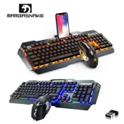 Wireless Gaming Keyboard and Mouse RGB LED Backlit Rechargeable Mechanical Feel