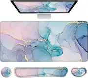 LATEEFAH Desk Mat, Mouse Pad with Wrist Rest, 4-in-1 Large Mouse Pads for Desk, Ergonomic Mouse Pad and Keyboard Wrist Rest Gaming Keyboard Mat for Office, Home