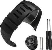 [JTMM] Band Strap for Suunto Core Watch, Rubber Replacement Watch Band for SUUNTO CORE All SS014993000/SS013336000/SS013337000(Black)