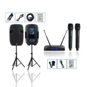 Dual 12 Inch 2000W Powered DJ Active Speakers Heavy Duty Stands 2CH Microphone