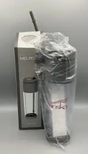 NEW Dansko Grey Clear Melrose 16 oz Double Wall Acrylic Tumbler Swivel Lid Straw
