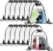 Shappy 30 Pieces Clear Drawstring Backpack, Plastic Waterproof Transparent Stadium Bags String Bag for Gym Travel