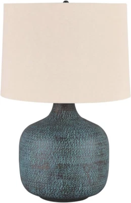 Malthace 24.5' Metal Accent Table Lamp, Beige, Copper, Blue & Bronze