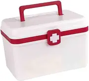 harayaa Family First Aid Medical Box Double Layer Bin Large Capacity with Handle Storage Organizer for Cosmetic Workplace Office Car