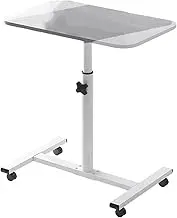 Adjustable Laptop Desk Cart, Mobile Rolling Workstation, 360 Rotating Top Height Adjustable Stand for Home Office Bedside with Wheels 55x32 cm (Grey)