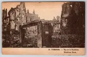 c1910s Verdun Rue De La Madeleine Street Ruins Antique Postcard