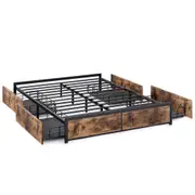 Levede Bed Frame Double Queen King Industrial Wooden Metal Mattress Base Drawers