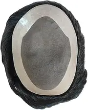 Fine Mono Base Men Toupee 100% Human Hair Hair Replacement System for Men Natural Black Straight Wig