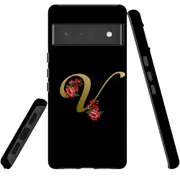 For Google Pixel 6 Pro Case Tough Protective Cover Embellished Letter V