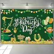 Probsin Extra Large St Patricks Day Banner Backdrop 72" x 48" St Patricks Day Decorations Shamrocks Happy St. Patrick's Day Holiday Backdrop Wall Decor Bulletin Board for Indoor Outdoor Party