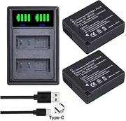 Generic 2 x 2000mAh Battery + Dual Type C USB Cable Charger for Panasonic Lumix DC-TZ90 DC-TZ95 DMW-BLE9 E DMW-BLG10 E