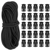 10 Yard Elastic Bungee Cord & Single Hole Cord Lock, Black 2 Pack