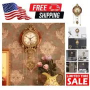 Art Deco 9.3 Inch Analog Clock with Silent Quartz Mechanism and Pendulum