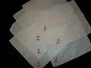 VINTAGE 6 PIECE TABLE CLOTH NAPKINS SET SIZE 10 " INCH SQUARE CROSS STITCH NWOT