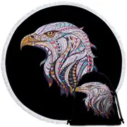 Native Design Bald Eagle Head Round Beach Towel