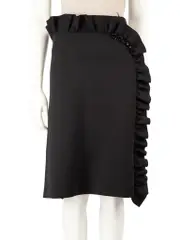 Black Embellished Ruffle Trim Skirt