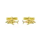 Brown and Black Enamel Fish Silver Cufflinks Stylish Men's Accessory Cufflinks