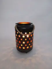 New Oriental LED Lantner w/Star and Rope Hanger - 24.5cmH