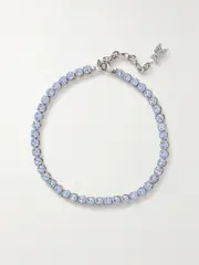 [Amina Muaddi] Amina Muaddi - Silver-tone Crystal Anklet - Blue - One size One size Blue